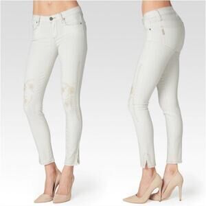 Paige Ivory Fleur Embroidery Denim Floral Verdugo Ankle Mid Rise JeansSize 28